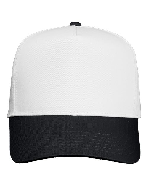 Five-Panel Twill Cap - White/ Black