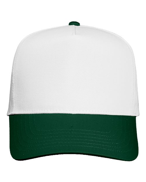 Five-Panel Twill Cap - White/ Forest