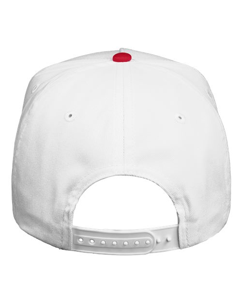 Five-Panel Twill Cap - White/ Red