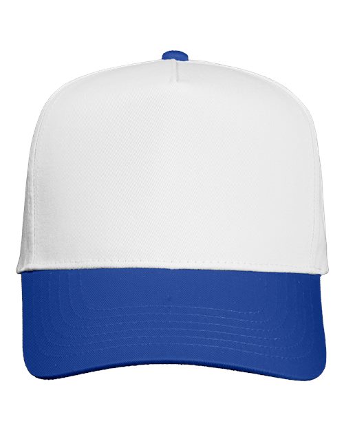 Five-Panel Twill Cap - White/ Royal
