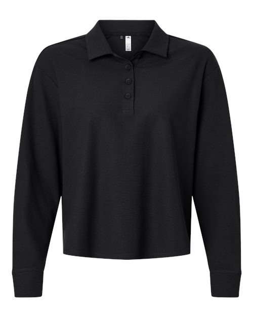 Women's Beyond Long Sleeve Loose Polo - Black