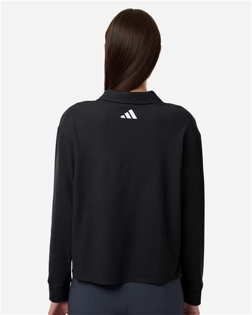 Women's Beyond Long Sleeve Loose Polo - Black