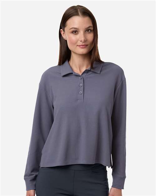 Women's Beyond Long Sleeve Loose Polo - Preloved Violet