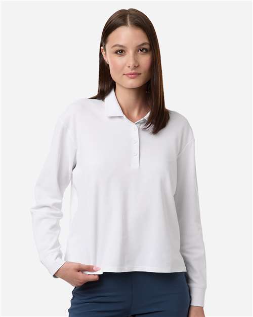 Women's Beyond Long Sleeve Loose Polo - White