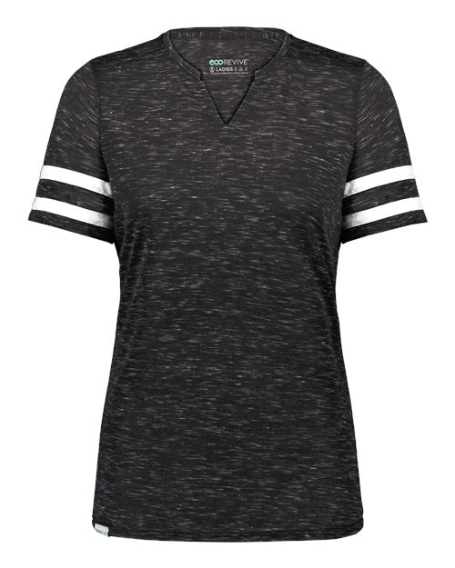 Women's Eco Revive™ Monterey V-Neck T-Shirt - Black Heather/ White
