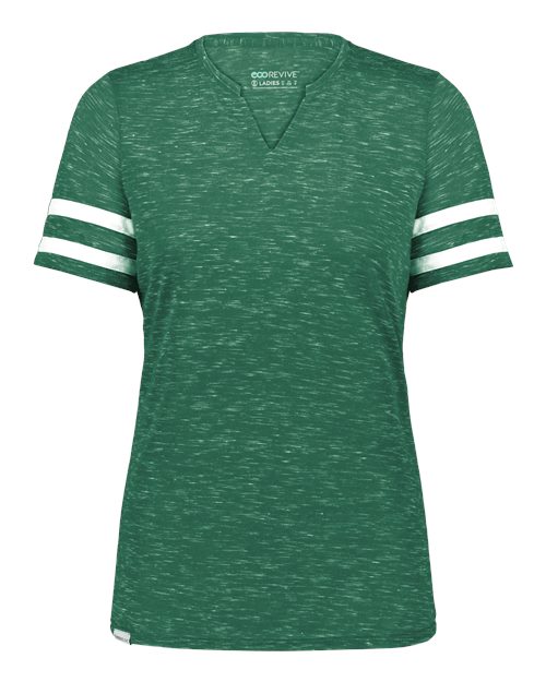 Women's Eco Revive™ Monterey V-Neck T-Shirt - Dark Green Heather/ White