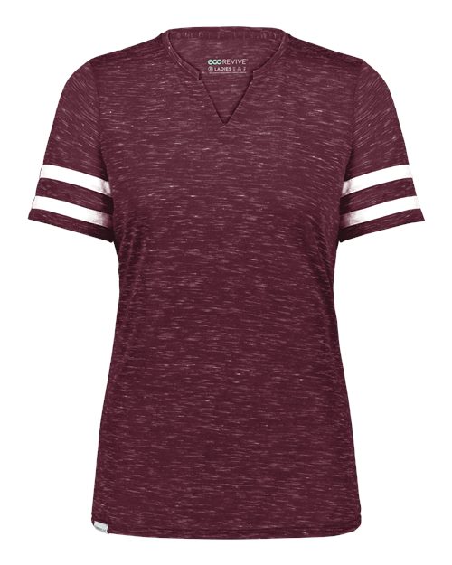 Women's Eco Revive™ Monterey V-Neck T-Shirt - Maroon Heather/ White