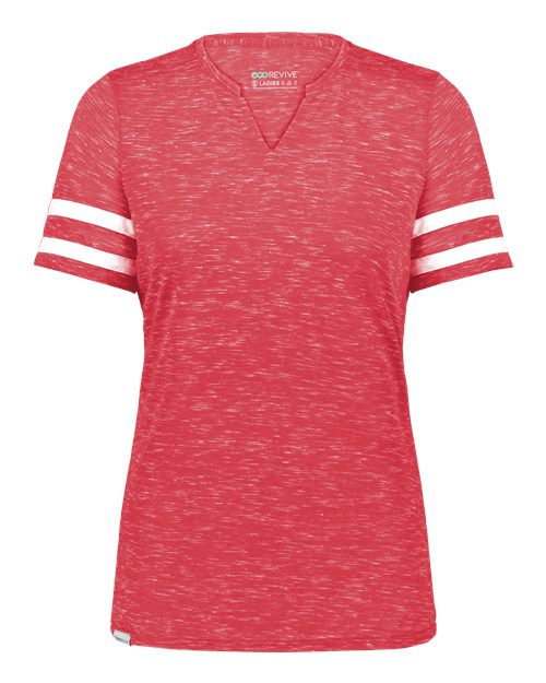 Women's Eco Revive™ Monterey V-Neck T-Shirt - Scarlet Heather/ White