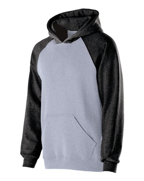Youth Cotton/Poly Fleece Banner Hooded Sweatshirt - Athletic Heather/ Black