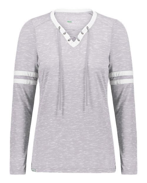 Women's Eco Revive™ Monterey Long Sleeve V-Neck T-Shirt - Athletic Heather/ White