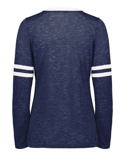 Women's Eco Revive™ Monterey Long Sleeve V-Neck T-Shirt - Navy Heather/ White