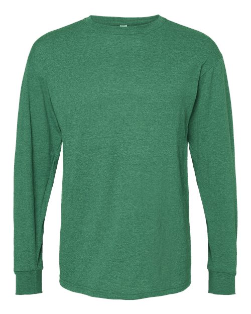 Unisex Gold Soft Touch Long Sleeve T-Shirt - Heather Kelly Green