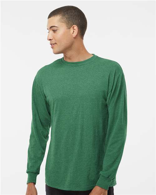 Unisex Gold Soft Touch Long Sleeve T-Shirt - Heather Kelly Green