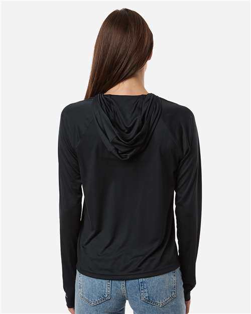 Women's PFG Tidal Tee™ Hooded Long Sleeve - Black/ Cool Grey