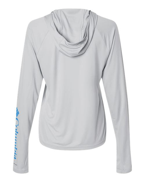 Women's PFG Tidal Tee™ Hooded Long Sleeve - Cool Grey/ Vivid Blue