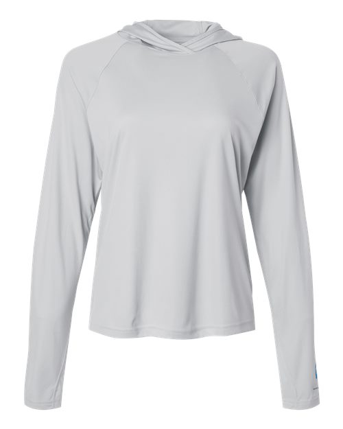 Women's PFG Tidal Tee™ Hooded Long Sleeve - Cool Grey/ Vivid Blue