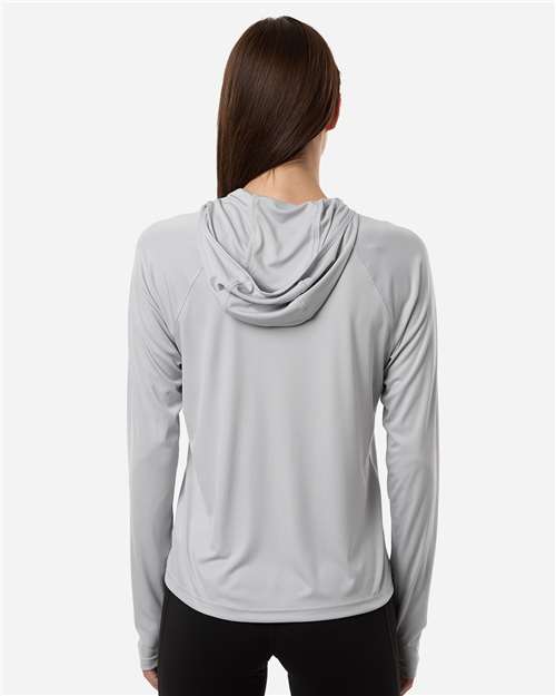 Women's PFG Tidal Tee™ Hooded Long Sleeve - Cool Grey/ Vivid Blue