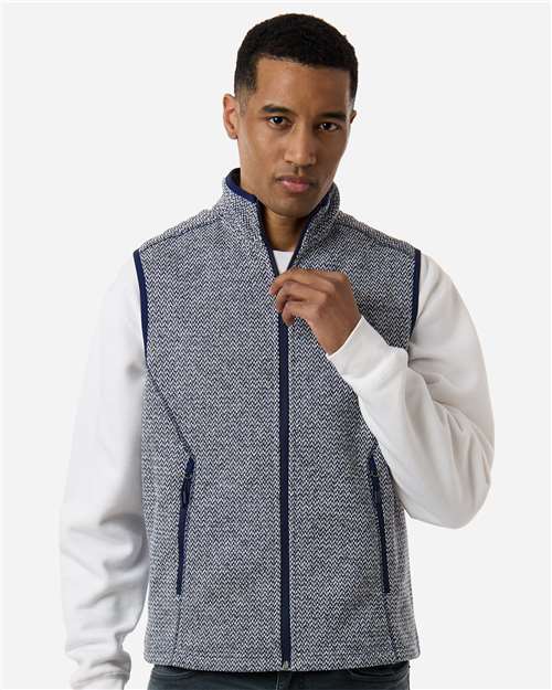 Men's Jasper Jacquard Fleece Vest - Classic Navy/ White