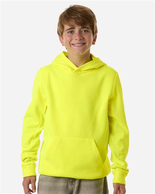 Youth Squad Hooded Tech Fleece Pullover - Safety Yellow