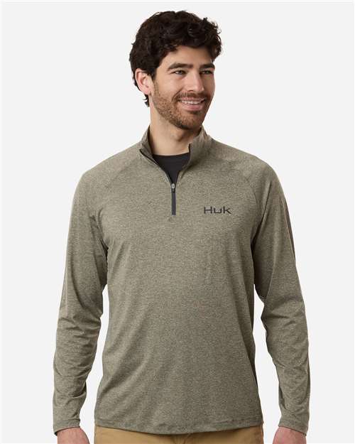 Men's Airweight Heather Quarter-Zip Pullover - Heather Moss