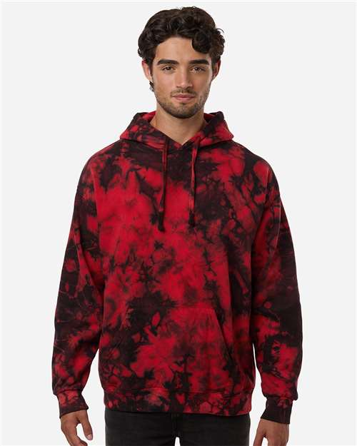 Unisex Crystal Wash Hooded Sweatshirt - Crystal Red/ Black