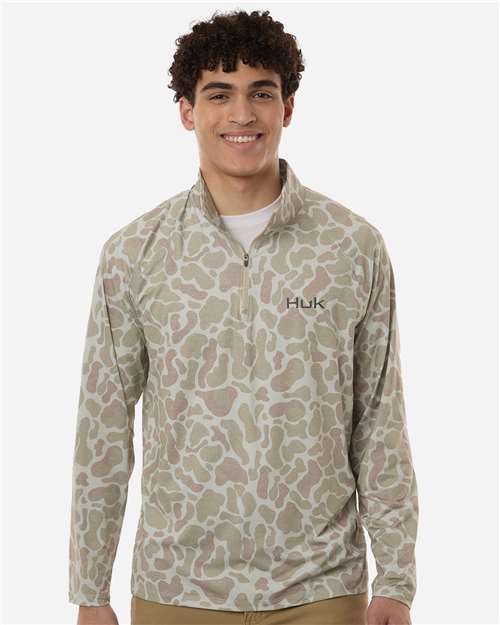 Men's Airweight KC Printed Quarter-Zip Pullover - Sand