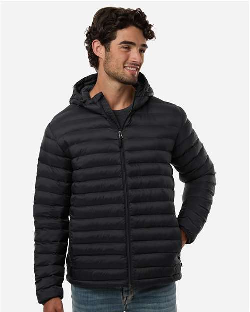 Men's Lightweight Poly-filled Hooded Puffer Jacket - Black