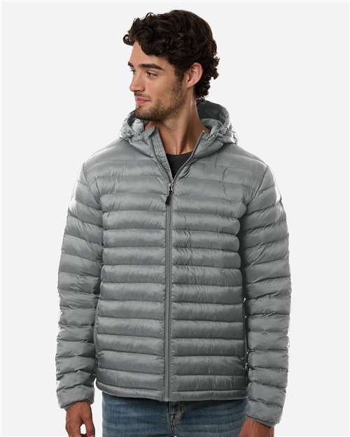 Men's Lightweight Poly-filled Hooded Puffer Jacket - Chelsea Grey