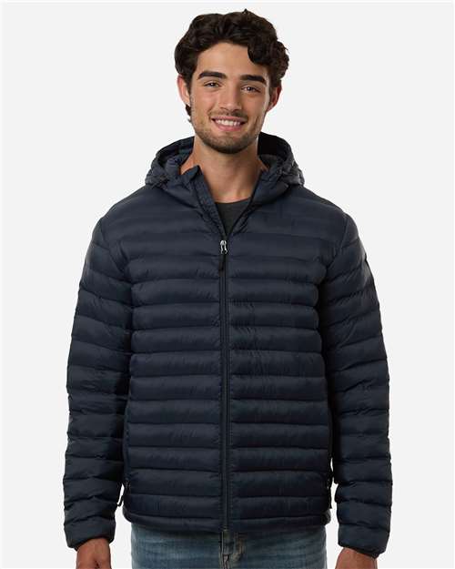 Men's Lightweight Poly-filled Hooded Puffer Jacket - Stormy Night