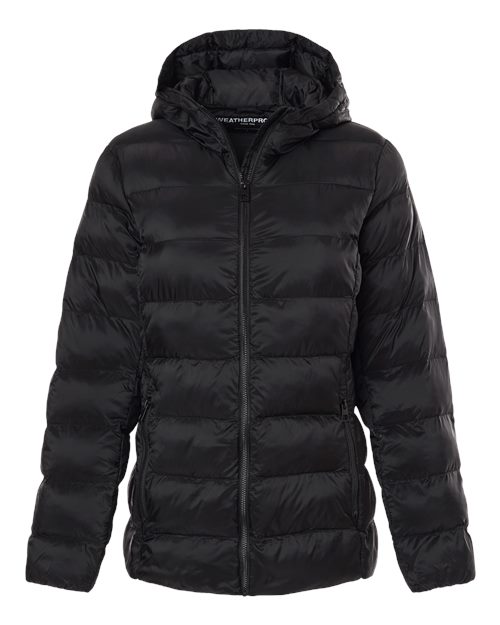 Women's Lightweight Poly-filled Hooded Puffer Jacket - Black