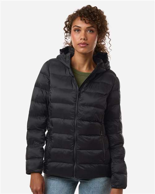 Women's Lightweight Poly-filled Hooded Puffer Jacket - Black