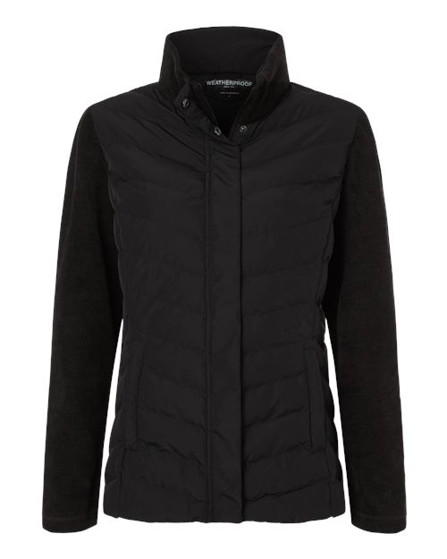 Women's Mixed Media Chevron Jacket - Black