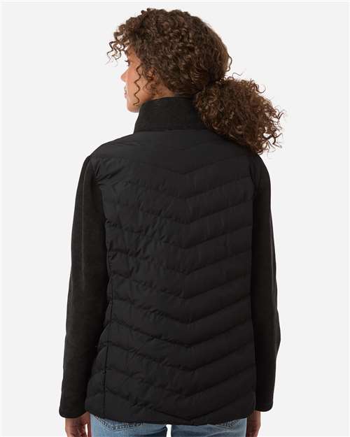 Women's Mixed Media Chevron Jacket - Black