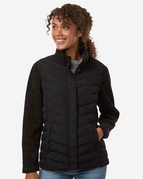Women's Mixed Media Chevron Jacket - Black