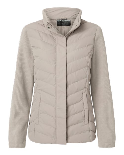 Women's Mixed Media Chevron Jacket - Taupe