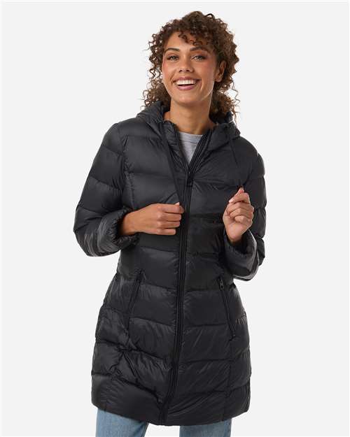 Women's Poly-filled 3/4 Length Coat - Black