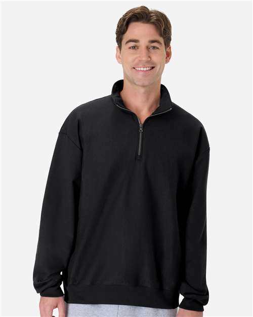 Men's Beefy® Sweats Premium Heavyweight Quarter-Zip Sweatshirt - Black