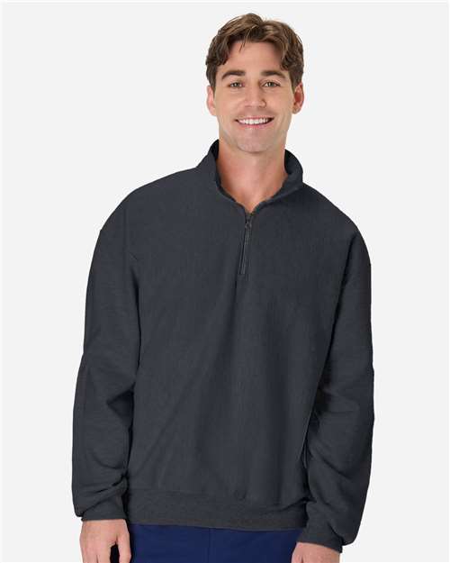 Men's Beefy® Sweats Premium Heavyweight Quarter-Zip Sweatshirt - Charcoal Heather