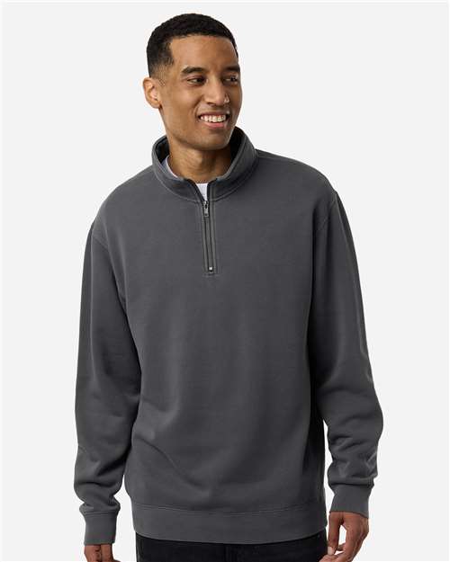 Unisex Pigment-Dyed Quarter-Zip Pullover - Pigment Black