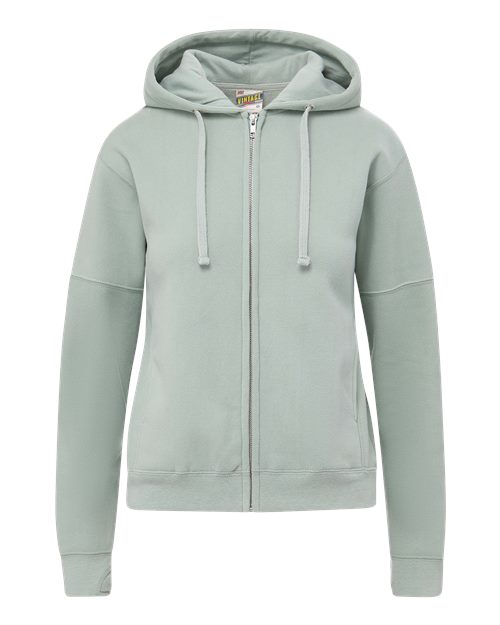 Women's Vintage Fleece Hooded Full-Zip Sweatshirt - Greenstone