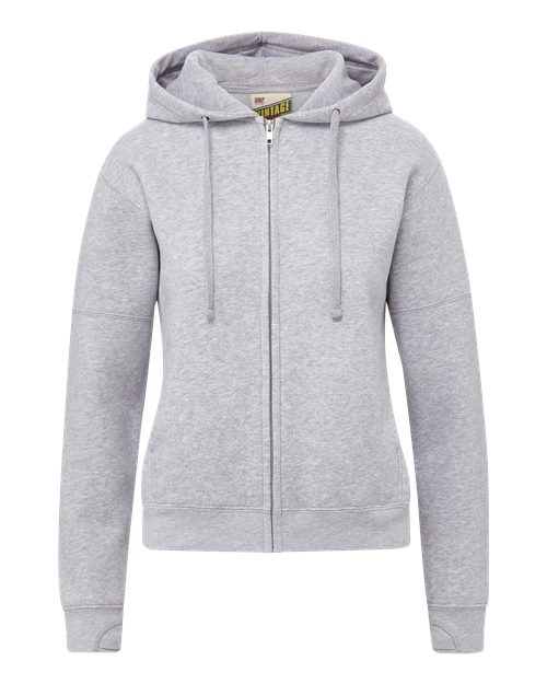 Women's Vintage Fleece Hooded Full-Zip Sweatshirt - Heather Grey