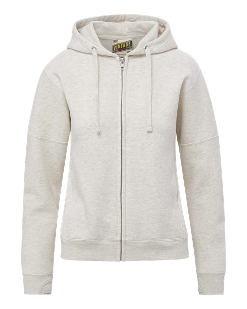 Women's Vintage Fleece Hooded Full-Zip Sweatshirt - Oatmeal