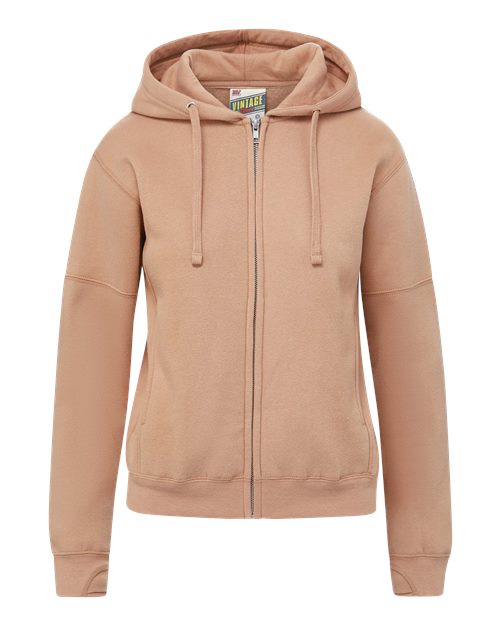 Women's Vintage Fleece Hooded Full-Zip Sweatshirt - Praline