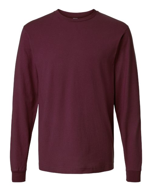 Unisex Fine Jersey Long Sleeve T-Shirt - Burgundy
