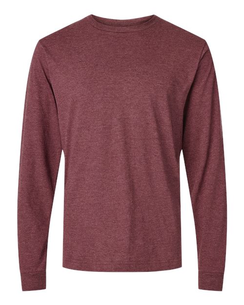 Unisex Fine Jersey Long Sleeve T-Shirt - Heather Burgundy