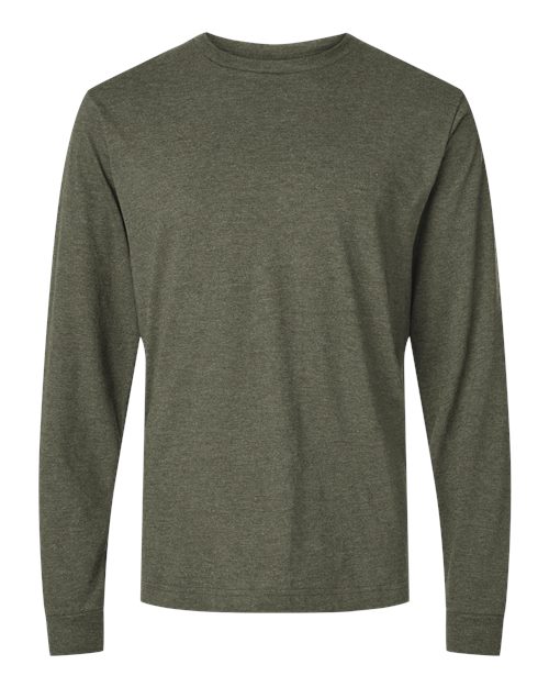 Unisex Fine Jersey Long Sleeve T-Shirt - Heather Military Green