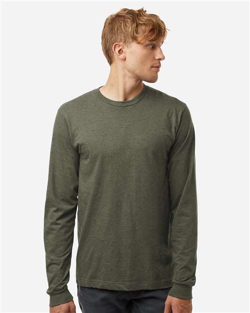 Unisex Fine Jersey Long Sleeve T-Shirt - Heather Military Green