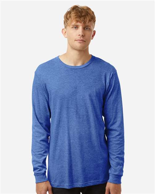 Unisex Fine Jersey Long Sleeve T-Shirt - Heather Royal
