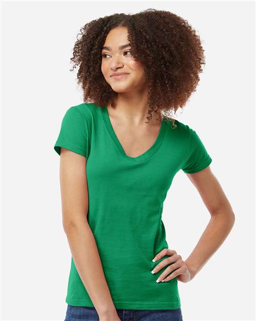 Women's Fine Jersey V-Neck T-Shirt - Kelly Green