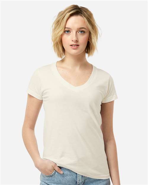 Women's Fine Jersey V-Neck T-Shirt - Natural